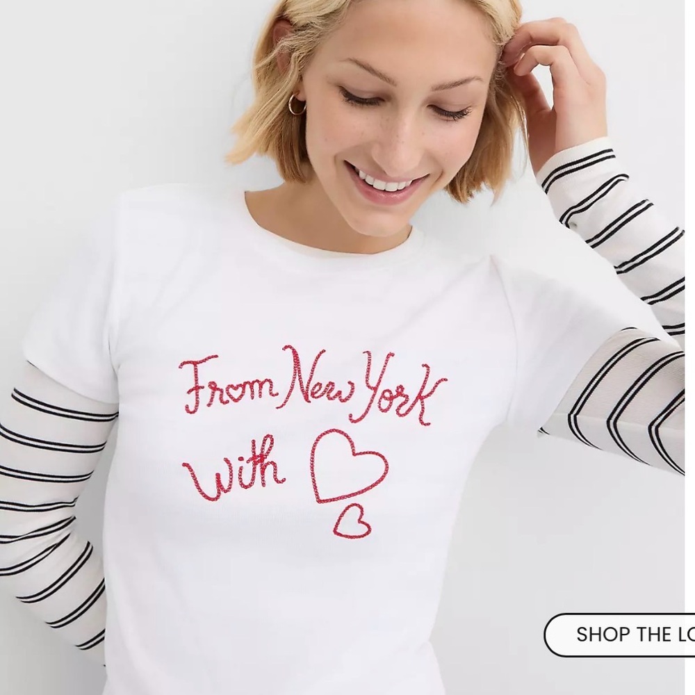 LOFT White Tee with Red Graphic